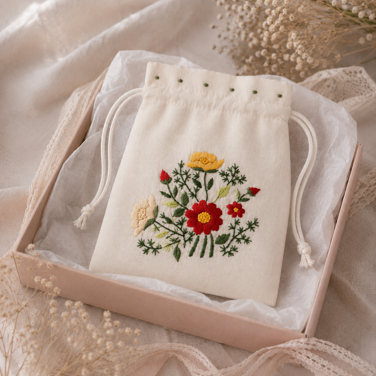 VADVIRÁG - zsinóros textiltasak választható mintával 15 x 20 cm