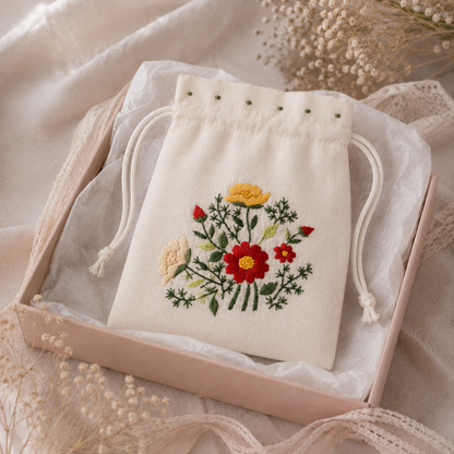 VADVIRÁG - zsinóros textiltasak választható mintával 15 x 20 cm